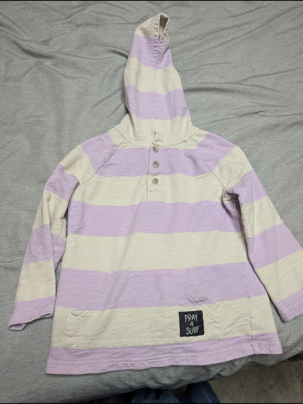 Gymboree Lavender & Cream Striped Hooded Pullover Size XS (4)